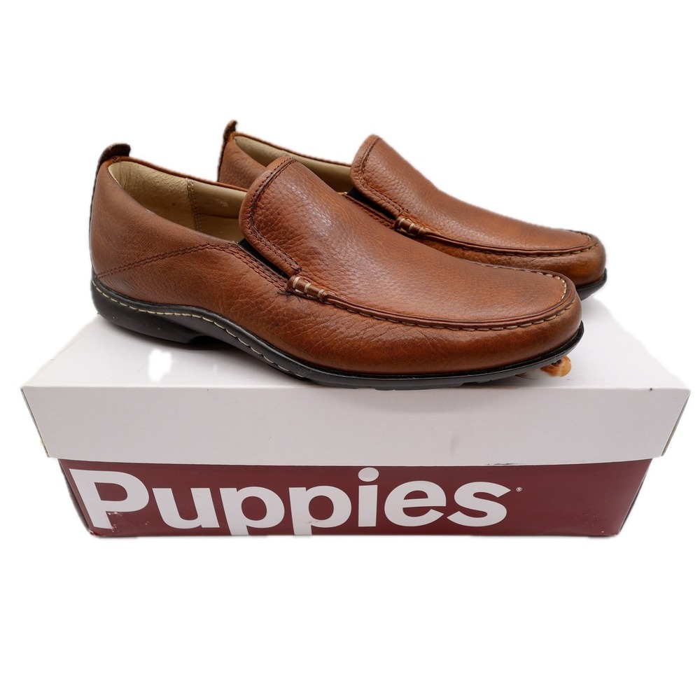 Hush Puppies GT Mens Size 9 Red Brown Leather Slip On Loafers H12466 Bounce